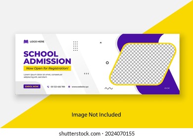 School Admission Facebook Cover and Web Banner Template, Back to School Social Media Cover Template