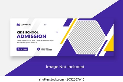 School Admission Facebook Cover and Web Banner Template, Back to School Social Media Cover Template