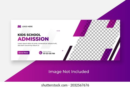 School Admission Facebook Cover and Web Banner Template, Back to School Social Media Cover Template