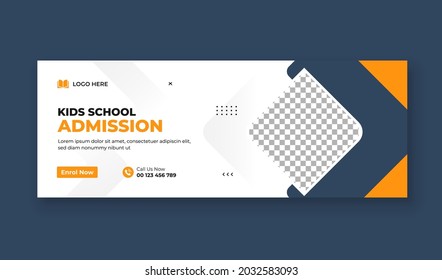 School Admission Facebook Cover and Web Banner Template, Back to School Social Media Cover Template