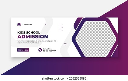 School Admission Facebook Cover and Web Banner Template, Back to School Social Media Cover Template