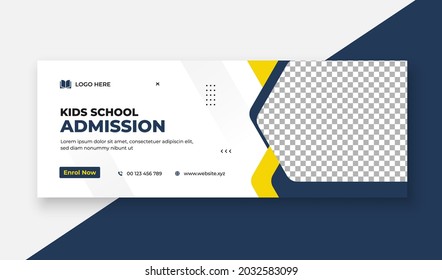 School Admission Facebook Cover and Web Banner Template, Back to School Social Media Cover Template