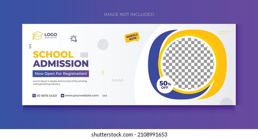 School Admission Facebook Cover and Web Banner Template, Back to School Social Media Cover Template layout