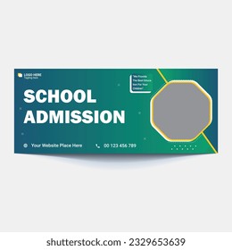 School Admission Facebook Cover and Web Banner Template, Back to School Social Media Cover Template