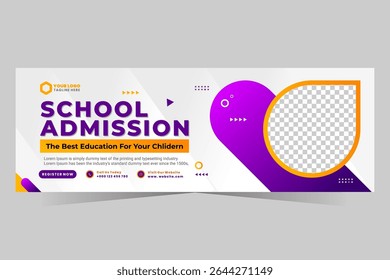 School Admission Facebook Cover and Web Banner Template, Back to School Social Media Cover Template