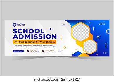 School Admission Facebook Cover and Web Banner Template, Back to School Social Media Cover Template