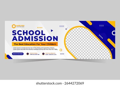 School Admission Facebook Cover and Web Banner Template, Back to School Social Media Cover Template