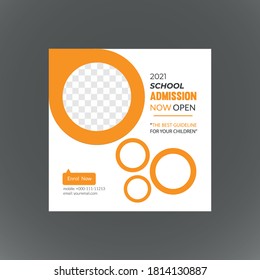 school admission flyer banner or social media design template vector, admission, admission of student, boy, bright, child, children, education, elementary school, flyer, full color, girl, 