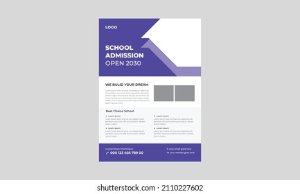 School admission flyer design, Back to school admission flyer, Junior School Admission Flyer, Kids back to school education admission flyer.