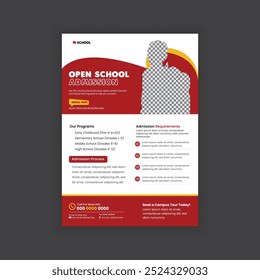 Projeto de folheto de admissão escolar e de volta à escola Cartaz moderno, modelo de folheto
