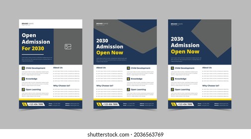 School admission flyer design bundle. Admission going on poster leaflet design bundle. Flyer design 3 in 1 template bundle