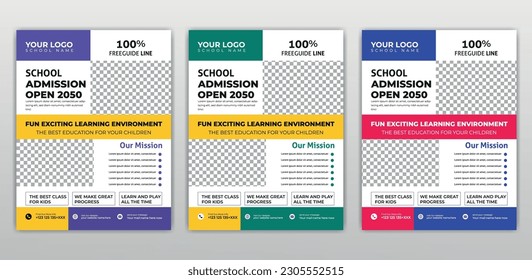 School admission flyer design, kids education leaflet brochure, cover layout School Admission Open Flyer Design Template Vector Education Center poster, Kids Education Flyer Template.