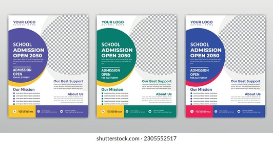 School admission flyer design, kids education leaflet brochure, cover layout School Admission Open Flyer Design Template Vector Education Center poster, Kids Education Flyer Template.