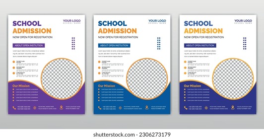 School admission flyer design, kids education leaflet brochure, cover layout School Admission Open Flyer Design Template Vector Education Center poster, Kids Education Flyer Template.