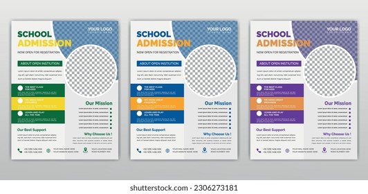 School admission flyer design, kids education leaflet brochure, cover layout School Admission Open Flyer Design Template Vector Education Center poster, Kids Education Flyer Template.