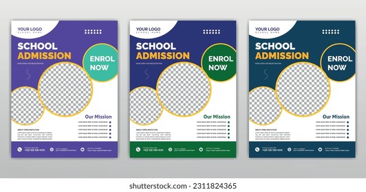 School admission flyer design, kids education leaflet brochure, cover layout School Admission Open Flyer Design Template Vector Education Center poster, Kids Education Flyer Template.