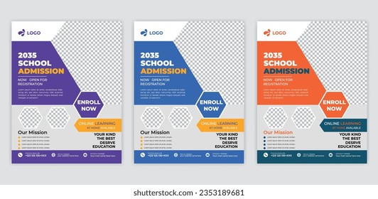 School admission flyer design, kids education leaflet brochure, cover layout School Admission Open Flyer Design Template Vector Education Center poster, Kids Education Flyer Template