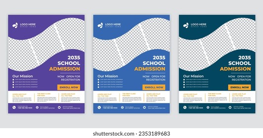 School admission flyer design, kids education leaflet brochure, cover layout School Admission Open Flyer Design Template Vector Education Center poster, Kids Education Flyer Template