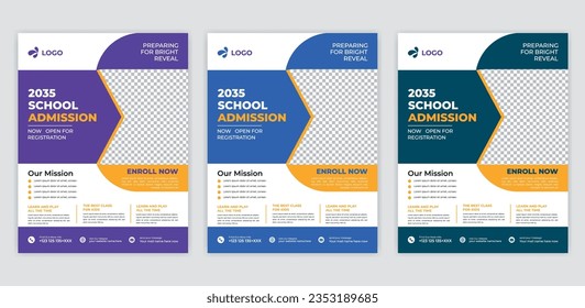 School admission flyer design, kids education leaflet brochure, cover layout School Admission Open Flyer Design Template Vector Education Center poster, Kids Education Flyer Template