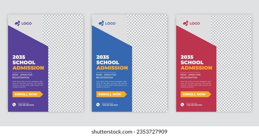 School admission flyer design, kids education leaflet brochure, cover layout School Admission Open Flyer Design Template Vector Education Center poster, a bundle of 3 COLOR Kids Education Flyer 
