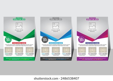 School Admission Flyer Design, Kids Education Leaflet Brochure, Creative and Modern Online School Kids Education Admission Flyer Poster Template