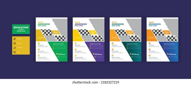 School admission flyer design. Online school kids flyer template and kids back to school admission flyer or poster design template.