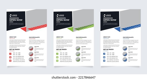 Design-Set für die Schulzulassung. Schulflyer-Design-Set