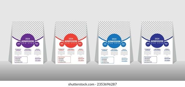 School admission flyer design set. back to school flyer design set. school admission template for flyer design. vector illustration, Kids back to school education flyer.