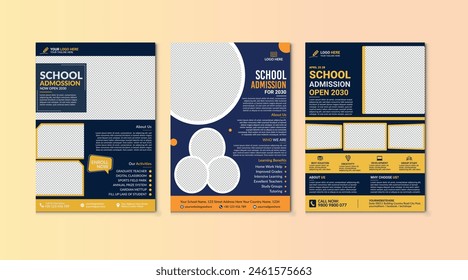 School admission flyer design set. back to school flyer design set. Back to school admission flyer. school admission template for flyer design. vector illustration.