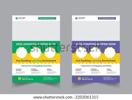 School admission flyer design set. back to school flyer design set. Back to school admission flyer. school admission template for flyer design. vector illustration.