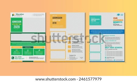 School admission flyer design set. back to school flyer design set. Back to school admission flyer. school admission template for flyer design. vector illustration.