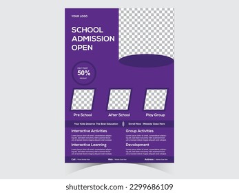 
School admission flyer design set.Flyer brochure cover template for Kids back to school education admission layout design. vector illustration.

