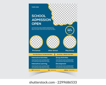 
School admission flyer design set.Flyer brochure cover template for Kids back to school education admission layout design. vector illustration.
