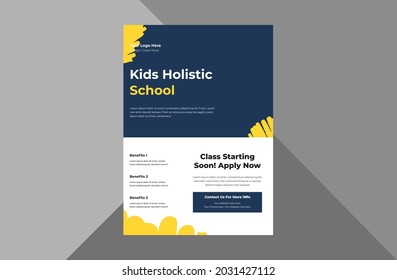 Design-Vorlage für die Schulzulassung. Werbeplakatdesign für Jugendliche. a4-Vorlage, Broschüren-Design, Cover, Flyer, Poster, druckfertig
