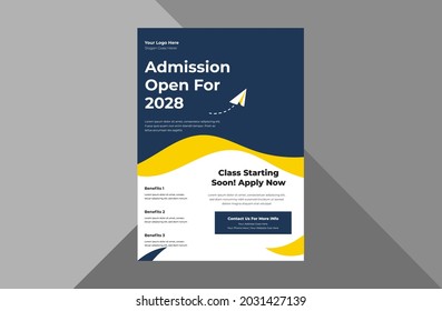 school admission flyer design template. junior school promotion poster leaflet design. a4 template, brochure design, cover, flyer, poster, print-ready
