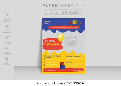 School admission flyer design template. Back to school admission social media post or back to school web banner template or square flyer poster, School admission social media post.