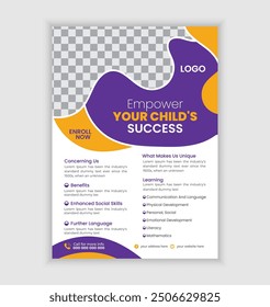 School admission flyer design template for kids