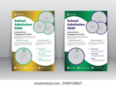 School admission flyer design,Creative and modern online school education admission flyer design template

