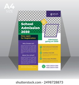 School admission flyer design,Creative and modern online school education admission flyer design template
