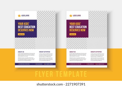 School admission flyer template. back to school flyer design set. Kids school admission flyer. school admission template for flyer design. Creative and modern kids admission education poster design.