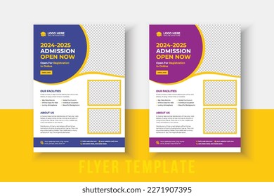 School admission flyer template. back to school flyer design set. Kids school admission flyer. school admission template for flyer design. Creative and modern kids admission education poster design.