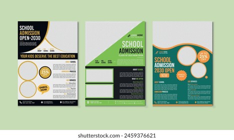 School admission flyer template. back to school flyer design set. Kids school admission flyer. school admission template for flyer design. Creative and modern kids admission education poster design.