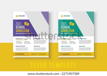 School admission flyer template. back to school flyer design set. Kids school admission flyer. school admission template for flyer design. Creative and modern kids admission education poster design.
