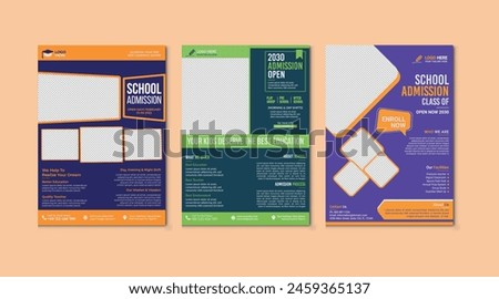 School admission flyer template. back to school flyer design set. Kids school admission flyer. school admission template for flyer design. Creative and modern kids admission education poster design.