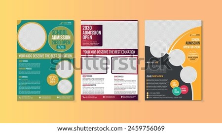 School admission flyer template. back to school flyer design set. Kids school admission flyer. school admission template for flyer design. Creative and modern kids admission education poster design.