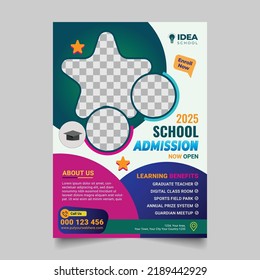 School admission flyer template design. Back to school design for poster, and banner. Education flyer template vector.