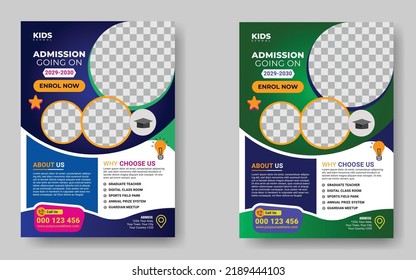 School admission flyer template design. Kids school design for poster, and banner. Education flyer vector template.