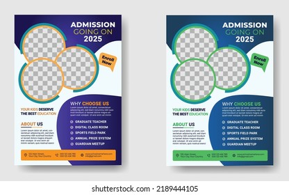 School admission flyer template design. Kids school design for poster, and banner. Education flyer vector template.