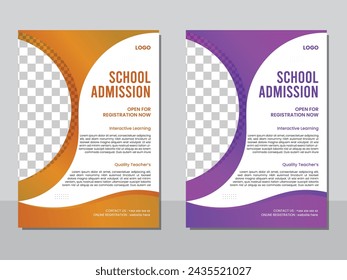 School admission flyer template design with two color .