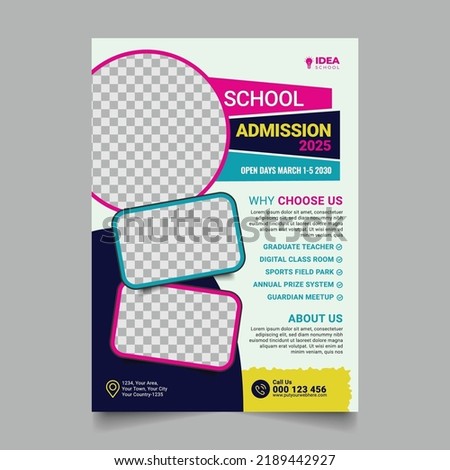 School admission flyer template design. Back to school design for poster, and banner. Education flyer template vector.